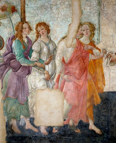 تقدم Venus and the Graces هدايا لفتاة صغيرة تمثل النعم. فريسكو فيلا Lemmi. اللوحة لساندرو بوتيتشيلي بواسطة ساندرو بوتيتشيلي