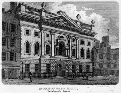 قاعة Ironmongers ، شارع Fenchurch ، مدينة لندن ، 1812. بواسطة رمال