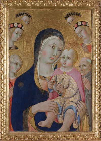 مادونا مع الطفل ، القديسين أبولونيا وبرناردينو وأربعة ملائكة ، حوالي 1460 بواسطة سانو دي بيترو