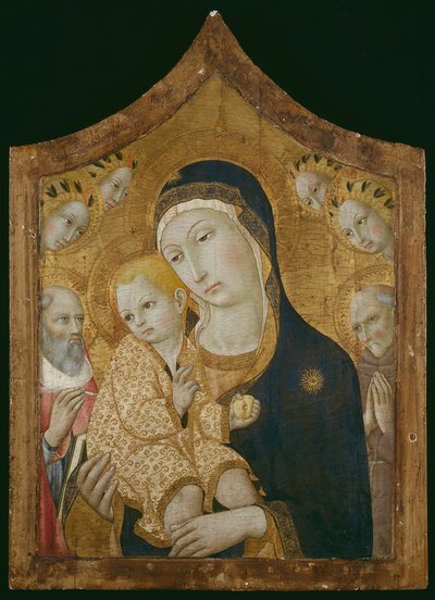 العذراء والطفل مع القديسين جيروم ، برناردينو من سيينا ، والملائكة 145060. بواسطة سانو دي بيترو