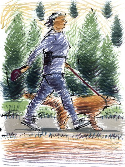 Walking the Dog، 2009 (الاكريليك) بواسطة سارة هايوارد