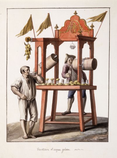 بائع الماء المثلج بائعة مياه مجمدة ، 1803 بواسطة Saviero Xavier della Gatta