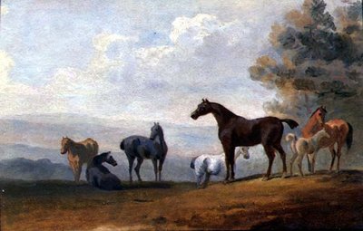 الخيول (زيت على لوح) بواسطة ساوري جيلبين