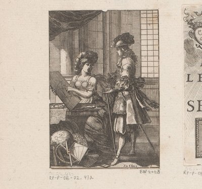 Geometria وشاب مع رسم هندسي صفحة عنوان: Pratique de la géometrie، sur le paper et sur le terrain (...)، 1669 بواسطة سيباستيان لوكلير (الأول)