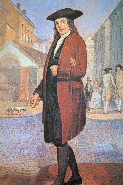 A young Ben arrives in Philadelphia, poor and hungry, with bread under his arm (oil on canvas) بواسطة المدرسة الأمريكية