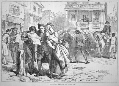 Bostonians reading the Stamp Act بواسطة المدرسة الأمريكية