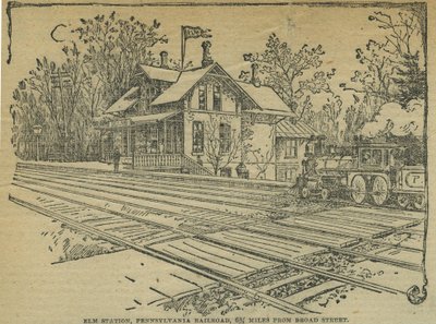 Elm Station, West Philadelphia, Pennsylvania Railroad, USA (litho) بواسطة المدرسة الأمريكية