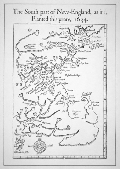 Map including Massachusetts Bay (litho) بواسطة المدرسة الأمريكية