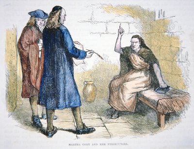 مارثا كوري متهمة بالسحر خلال محاكمات ساحرة سالم في 1692 (لون ليثو) بواسطة المدرسة الأمريكية
