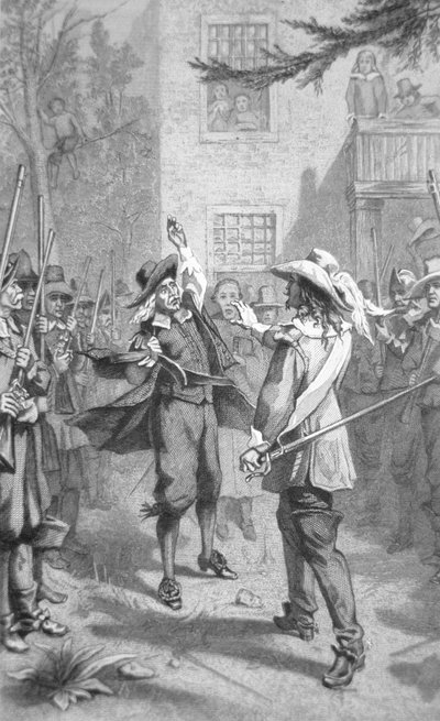 Nathaniel Bacon confronts Sir William Berkeley (engraving) بواسطة المدرسة الأمريكية