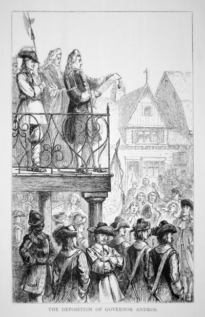 Sir Edmund Andros proclaims the Dominion of New England in 1686 with himself as governor (litho) بواسطة المدرسة الأمريكية