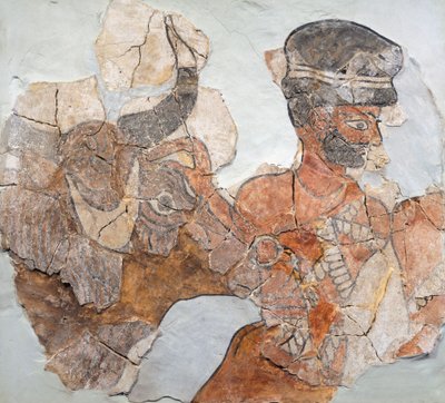 لوحة جدارية تصور التضحية من موقع ماري (تل الحريري الحالي)، سوريا، بواسطة المدرسة الآشورية