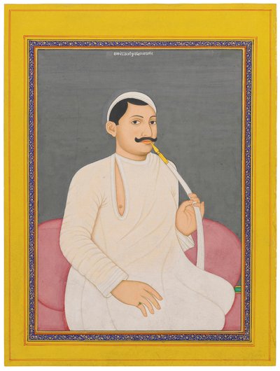 صورة جالسة لرام شاندرا لاهيري ، ديوان كوتش بيوار (1829 - 1842 ، ج. 1840 (أصباغ معتمة مزينة بالذهب على الورق) بواسطة مدرسة البنغالية