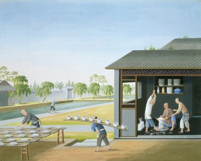 صناعة الخزف الصيني، الصين، ج، 1820 (غواش على ورق) بواسطة المدرسة الصينية