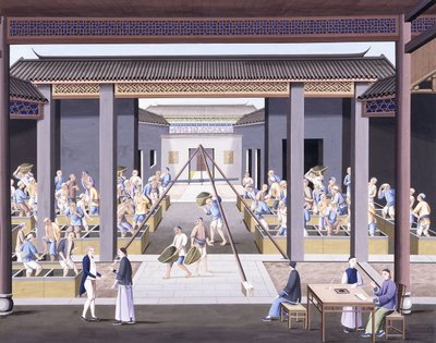 قصف الشاي ، حوالي 1800 (رسومات الغواش على ورق أصلي ثقيل) بواسطة المدرسة الصينية