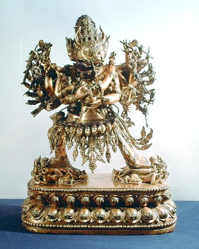 Vajrabhairava ، جانب من Yamantaka ، وصي القانون ، أسرة تشينغ بواسطة المدرسة الصينية