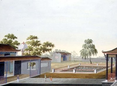 Walled Garden ، حوالي 1820-40 (ألوان مائية على ورق) بواسطة المدرسة الصينية