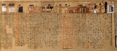 الآثار المصرية: كتاب الموتى ، بردية نبق. حوالي 1400-1350 ق. الأسرة الثامنة عشر. من طيبة. الشمس 6،3 م باريس ، متحف اللوفر بواسطة المدرسة المصرية