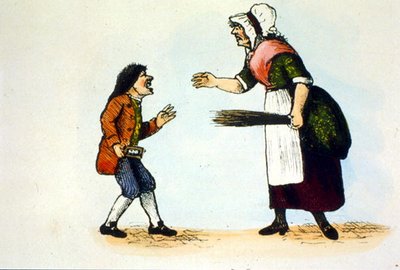 تم تأديب طفل في مدرسة سيدة ، رسم توضيحي من تاريخ كتاب البوقير (لون ليثو) بواسطة مدرسة اللغة الإنجليزية