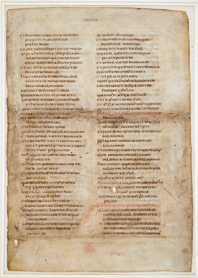 جزء من الكتاب المقدس من كتاب الملوك ("ورقة Greenwell" من "Ceolfrith أو Ceolfrid Bible") (حبر على ورق) بواسطة مدرسة اللغة الإنجليزية