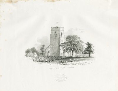كنيسة درايتون باسيت: مطبوعة حجرية (مصقولة) ، بدون تاريخ [عام 1825-30] (طباعة) بواسطة مدرسة اللغة الإنجليزية