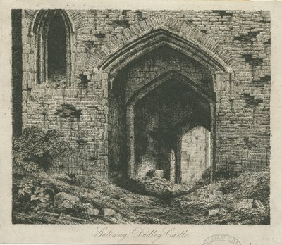 قلعة دودلي - The Gatehouse: Etching، nd [؟ 19th Cent] (print) بواسطة مدرسة اللغة الإنجليزية