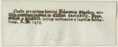 Elford Church - Tomb of Sir John Stanley: pen and ink drawing , nd [?19th cent] (drawing) بواسطة مدرسة اللغة الإنجليزية