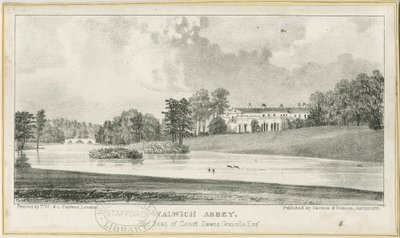 Ellastone - Calwich Abbey: الطباعة الحجرية ، بدون تاريخ [1839] (طباعة) بواسطة مدرسة اللغة الإنجليزية