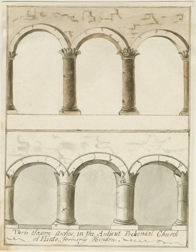 داخل كنيسة Hints: الرسم بالقلم الجاف والغسيل ، nd [c 1750] (رسم) بواسطة مدرسة اللغة الإنجليزية