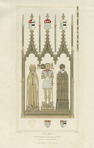 الجزء الداخلي من كنيسة أوكوفر - النصب التذكاري لهامفري أوكر: نقش ، و [عام 1846] (طباعة) بواسطة مدرسة اللغة الإنجليزية