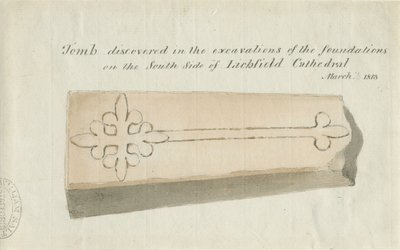 Lichfield Cathedral - Tomb: sepia drawing, [1813] (drawing) بواسطة مدرسة اللغة الإنجليزية