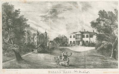 Tixall Hall and Gatehouse: الطباعة الحجرية ، بدون تاريخ [عام 1833] (طباعة) بواسطة مدرسة اللغة الإنجليزية
