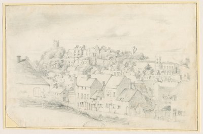 Tutbury - المدينة والكنيسة والقلعة: الرسم بقلم الرصاص ، و [؟ القرن التاسع عشر] (رسم) بواسطة مدرسة اللغة الإنجليزية