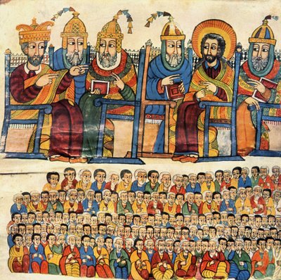 عقد اجتماع نيسا (إزنيق) عام 325 بإرادة الإمبراطور قسطنطين الأول بواسطة المدرسة الاثيوبية