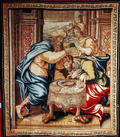 لوحة لحم الماعز ، من L'Histoire de Jacob de Bruxelles (نسيج) بواسطة مدرسة الفلمنكية