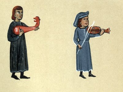 تروبادور من العصور الوسطى ، رسم توضيحي من "Histoire de la Literature Francaise" بقلم هيرمان سوشيير بواسطة المدرسة الفرنسية
