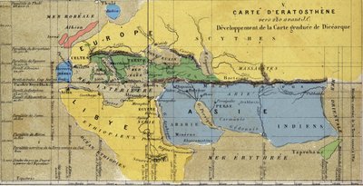 خريطة إراتوستين ، عالم الفلك اليوناني ، الجغرافي من القرن الثالث قبل الميلاد. جي سي. 220 ق جي سي بواسطة School French