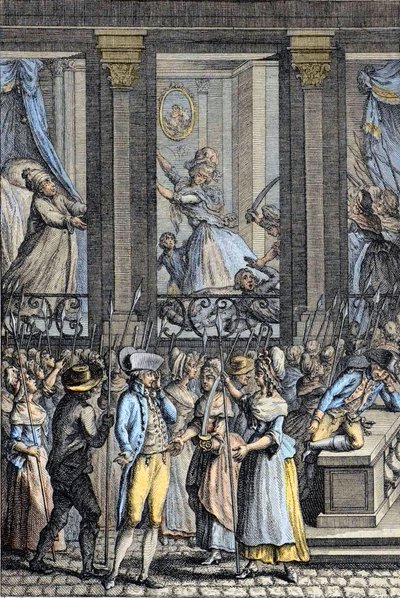 الثورة الفرنسية - الليلة الرهيبة من 5 إلى 6 أكتوبر 1789 في فرساي - عدوان لويس السادس عشر وماري أنطوانيت - بواسطة المدرسة الفرنسية