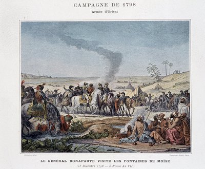 الجنرال بونابرت يزور ينابيع موسى - في "" Victoires et Conquêtes des Armees Francaises "، باريس ، بدون تاريخ (نقش) بواسطة المدرسة الفرنسية