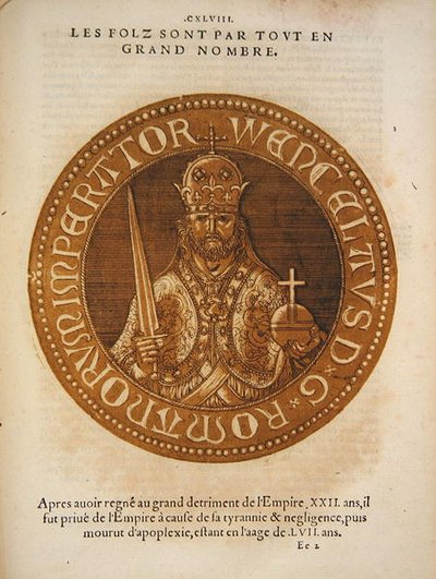 الإمبراطور الروماني المقدس Wenceslaus of Bohemia (اللون الليثو) بواسطة المدرسة الفرنسية