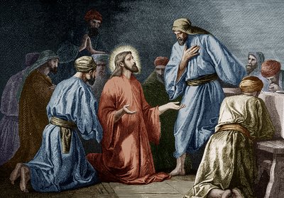 يسوع المسيح تعليم الصلاة ليوحنا (نقش ملون) بواسطة المدرسة الفرنسية