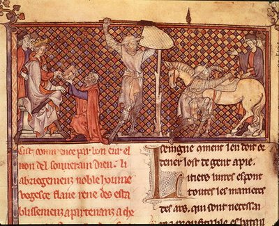 السيدة 332 الصفحة 1 ، جان دي ميونغ (1240-1305) يعرض كتابه على كونت الاتحاد الأوروبي ورحيل الفارس ، من كتاب "Traduction de Vegece" بقلم جان دي ميونغ بواسطة المدرسة الفرنسية