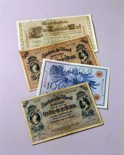 الأوراق النقدية الألمانية المتداولة من 1876-1917 (لون ليثو) بواسطة المدرسة الألمانية