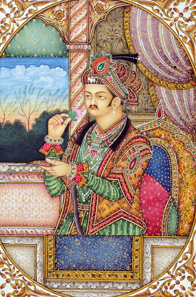 لوحة مصغرة للإمبراطور المغولي جاهانجير الهند آسيا بواسطة المدرسة الهندية