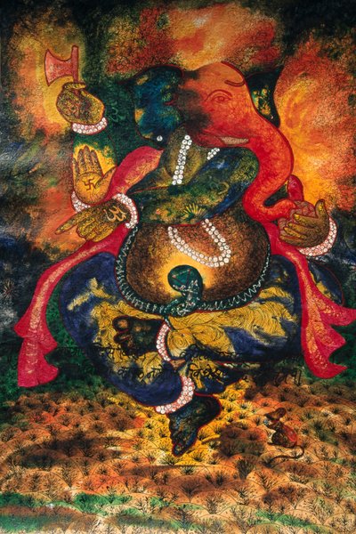صورة مصغرة لرسم إله غانيش غانباتي على الورق بواسطة المدرسة الهندية