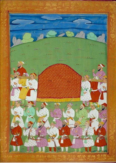 Palanquin من محظيات السلطان ، محكمة شاه عالم. المنمنمات الهندية والفارسية في "" تاريخ الهند من تاميرتانتي إلى أورانجريب "بقلم نيكولو مانوتشي (1638-1717). BN ، باريس. بواسطة المدرسة الهندية