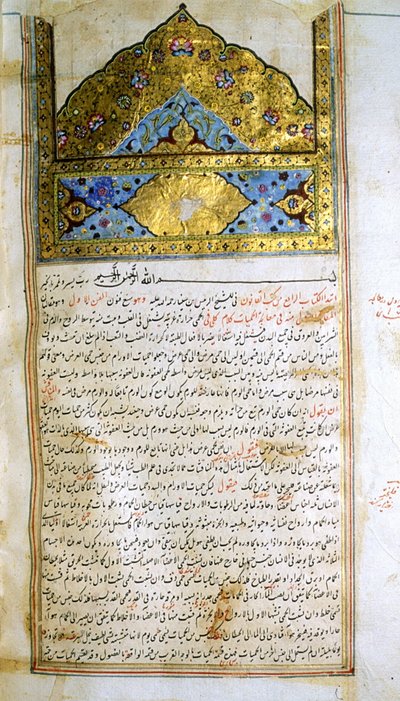 صفحة من كتاب القانون في الطب لابن سينا بواسطة المدرسة الإيرانية