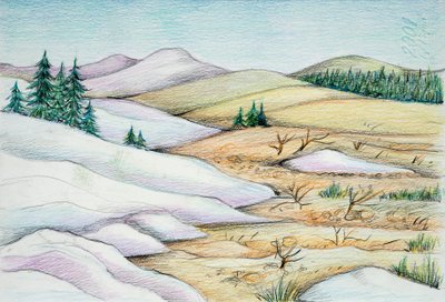 Prehistory - Quaternary - reconstruction of natural environment (colour litho) بواسطة المدرسة الايطالية