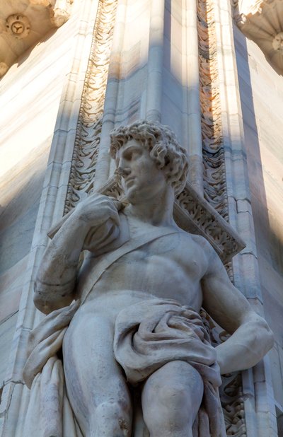 Telamon of Milan cathedral facade, Lombardy, Italy, Detail بواسطة المدرسة الايطالية