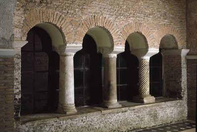 منظر لدير كنيسة سانت فنسنت وسانت أناستاسوس دير النوافير الثلاثة (تري فونتان) (Chiesa dei Santi Vincenzo e Anastasio alle Tre Fontane) (منظر لدير كنيسة القديس فينسينزو إي أناستاسيو ، أبازيا ديلي تي بواسطة المدرسة الايطالية